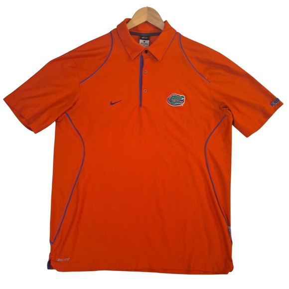 Nike Other - Vintage Nike Team Florida Gators Dri-FIT Polo Shirt Men's Large Orange Blue Golf